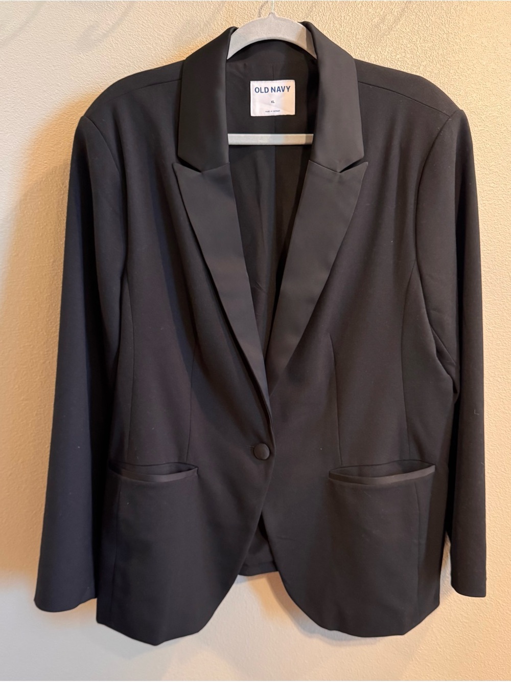 Old Navy Women's Black Single-Button Notch Lapel Blazer